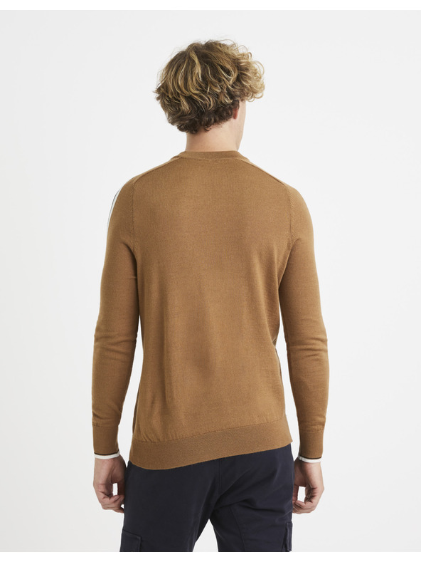 Celio Кафяв пуловер с вълна Celio Veritas
