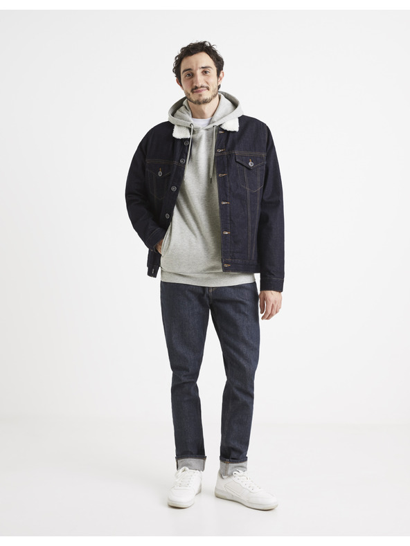 Celio Сив мъжки основен пуловер с качулка Celio