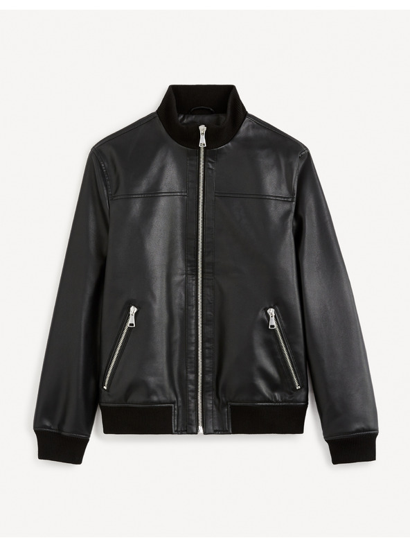 Celio Черно мъжко кожено яке Celio Gumati