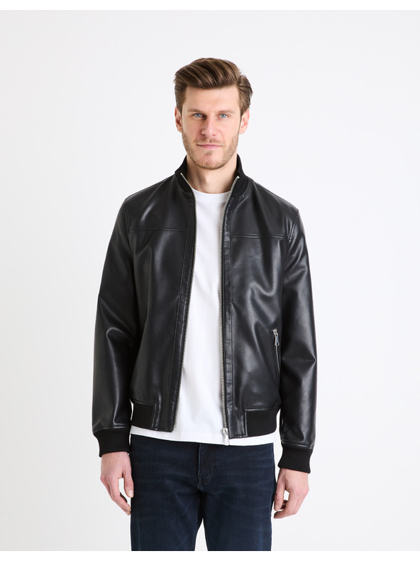 Celio Черно мъжко кожено яке Celio Gumati