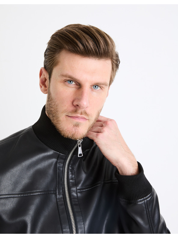 Celio Черно мъжко кожено яке Celio Gumati