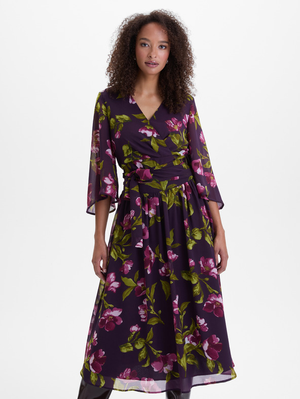 Orsay Лилава дамска прегърната блуза с флорален мотив ORSAY