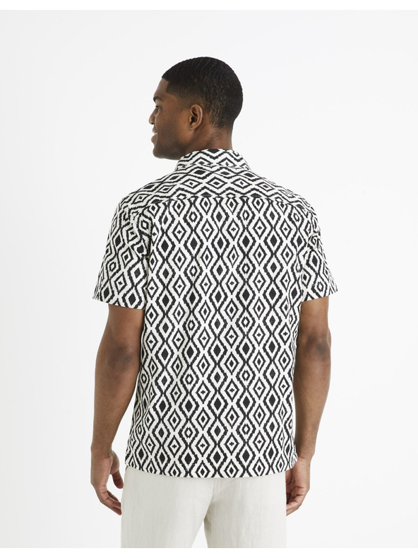 Celio Черно-бяла мъжка риза с шарки Celio Daprinta