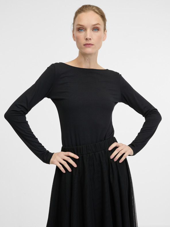 Orsay Черна дамска тениска с дълъг ръкав ORSAY