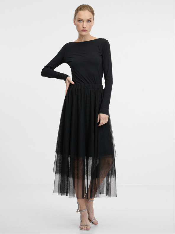 Orsay Черна дамска тениска с дълъг ръкав ORSAY