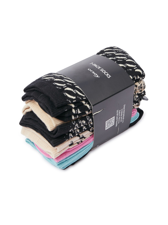 Orsay Комплект от седем чифта дамски чорапи в бежов и черен цвят ORSAY