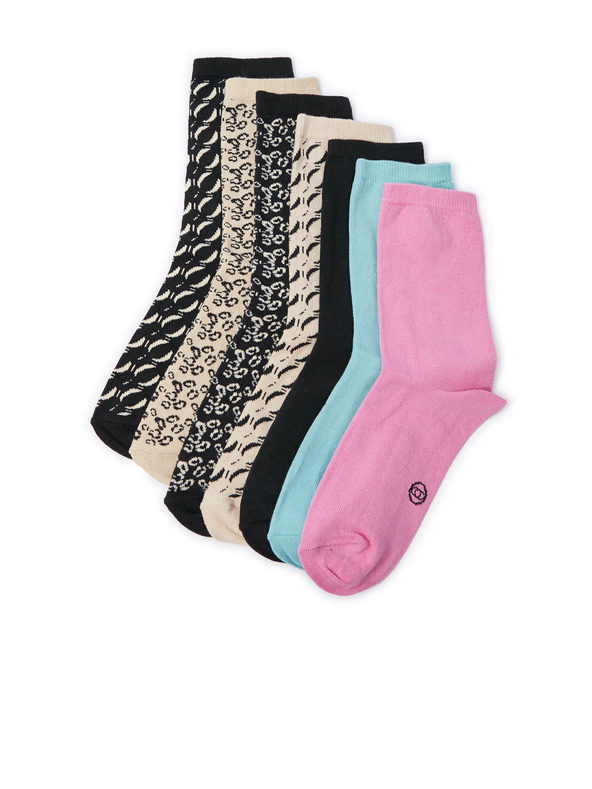 Orsay Комплект от седем чифта дамски чорапи в бежов и черен цвят ORSAY