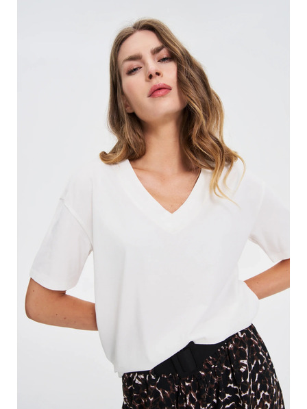 Moodo Бял топ с V-образно деколте Moodo