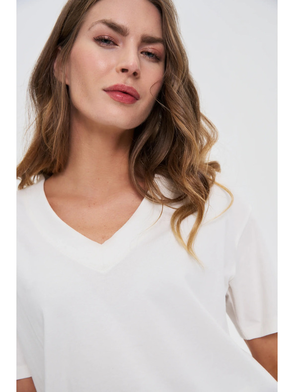 Moodo Бял топ с V-образно деколте Moodo