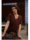 Moodo Кафяв топ с V-образно деколте Moodo