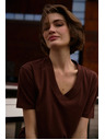 Moodo Кафяв топ с V-образно деколте Moodo