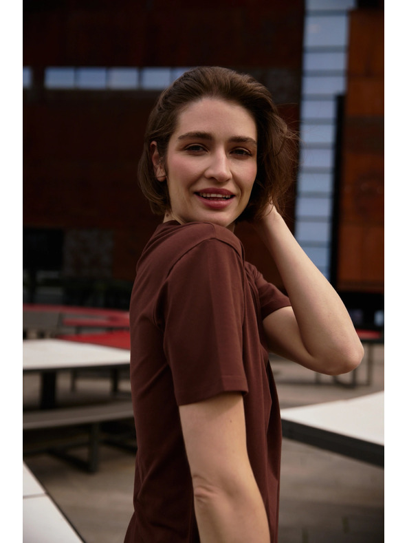 Moodo Кафяв топ с V-образно деколте Moodo