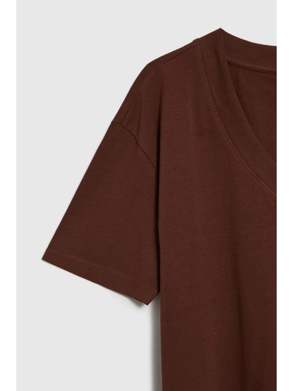 Moodo Кафяв топ с V-образно деколте Moodo