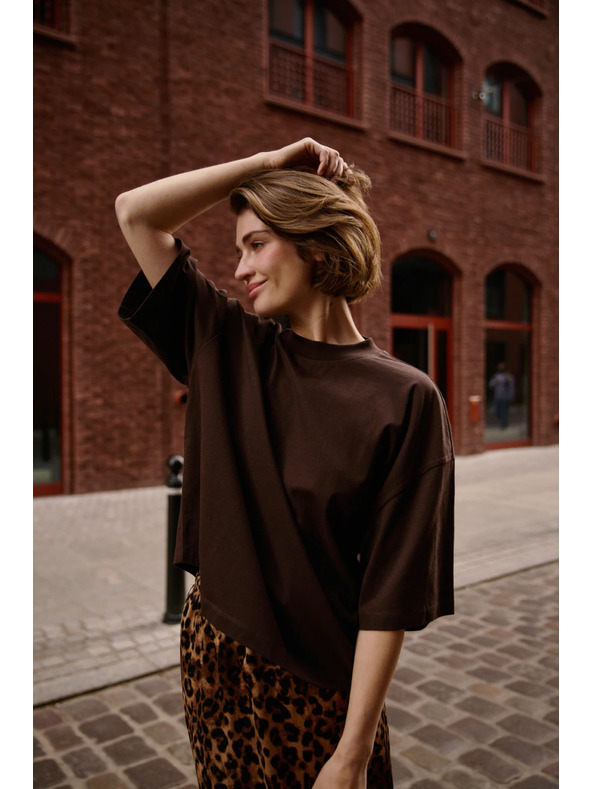 Moodo Кафяв свободен топ Moodo