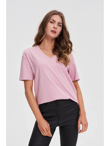 Moodo Розов топ с V-образно деколте Moodo