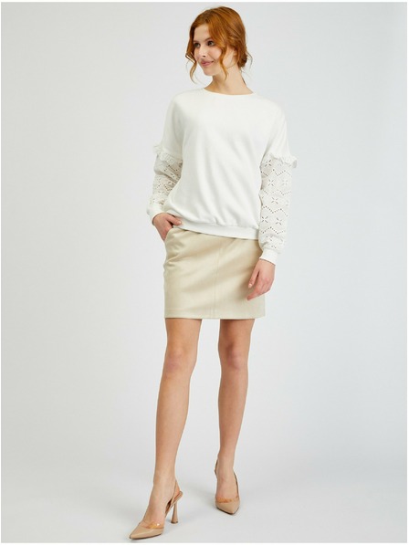 Orsay Бял дамски пуловер с декоративни ръкави ORSAY