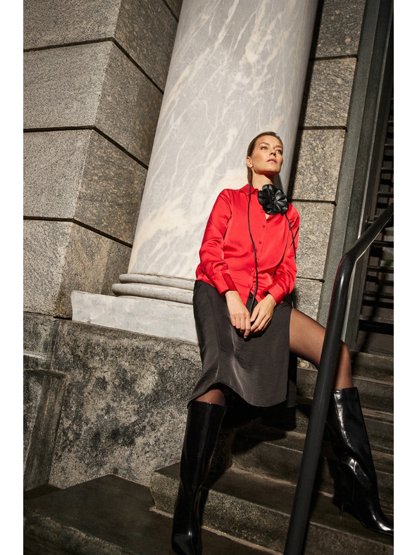 Moodo Вързан колан с цвете черен Moodo