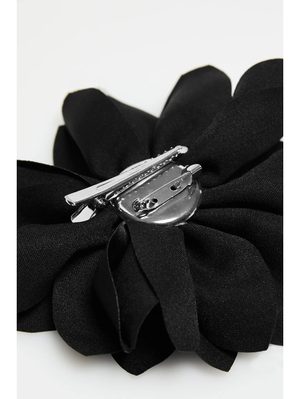 Moodo Брошка с текстилно цвете черна Moodo