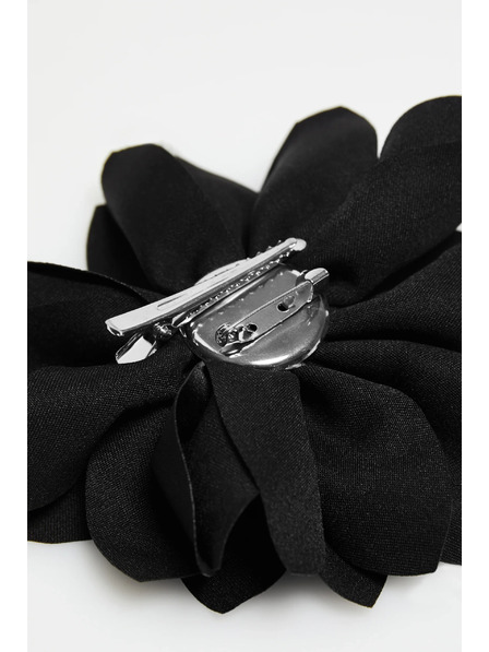 Moodo Брошка с текстилно цвете черна Moodo