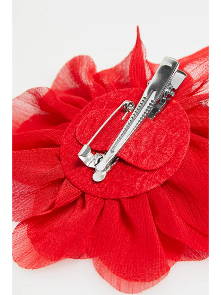 Moodo Брошка с текстилно цвете червена Moodo