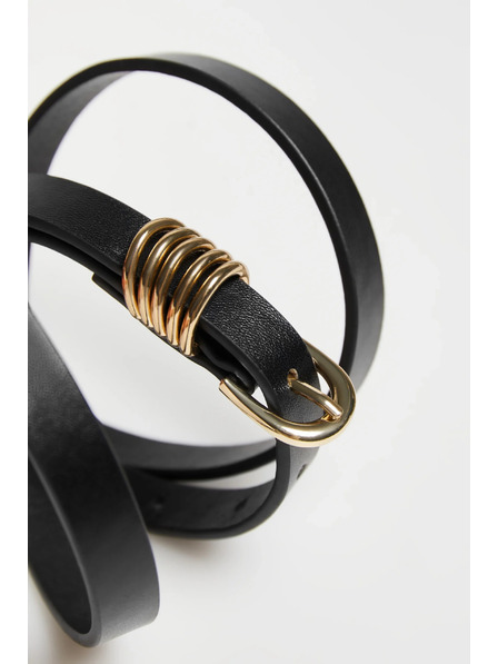 Moodo Колан с катарама в златист цвят черен Moodo