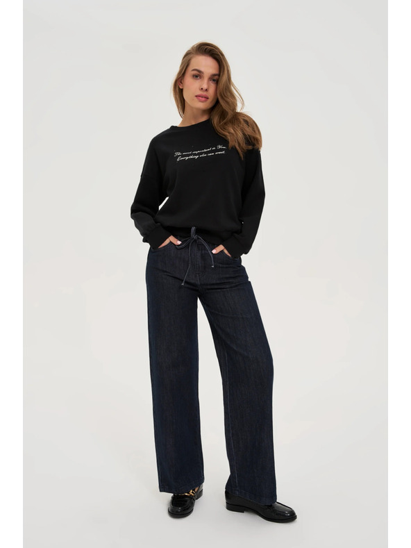 Moodo Суитшърт с надпис черна Moodo