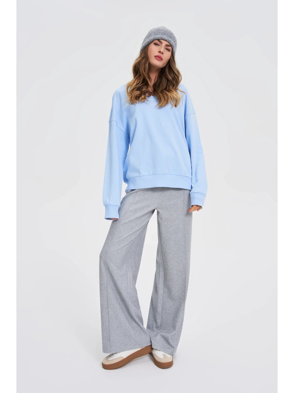 Moodo Блуза с V-образно деколте светлосиня Moodo