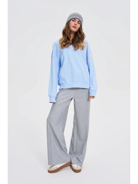 Moodo Блуза с V-образно деколте светлосиня Moodo