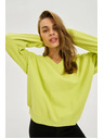 Moodo Блуза с V-образно деколте в лимонено зелено Moodo