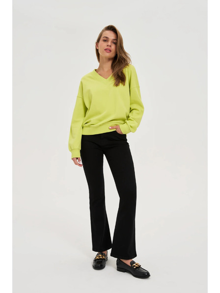 Moodo Блуза с V-образно деколте в лимонено зелено Moodo