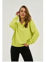 Moodo Блуза с V-образно деколте в лимонено зелено Moodo