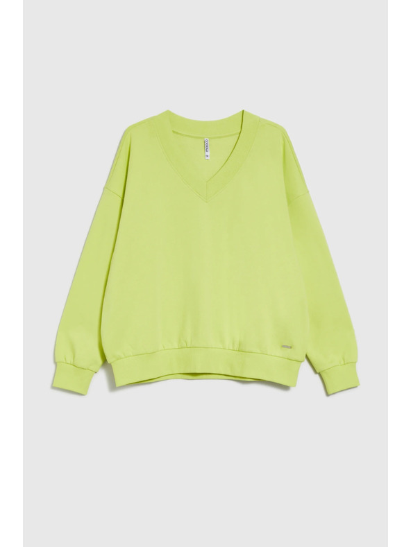 Moodo Блуза с V-образно деколте в лимонено зелено Moodo