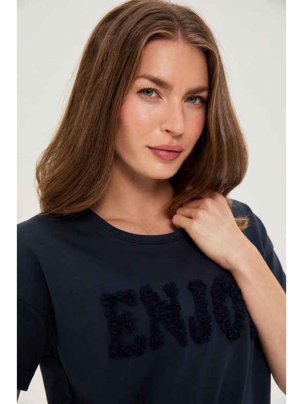 Moodo Суитшърт с къси ръкави тъмносин Moodo