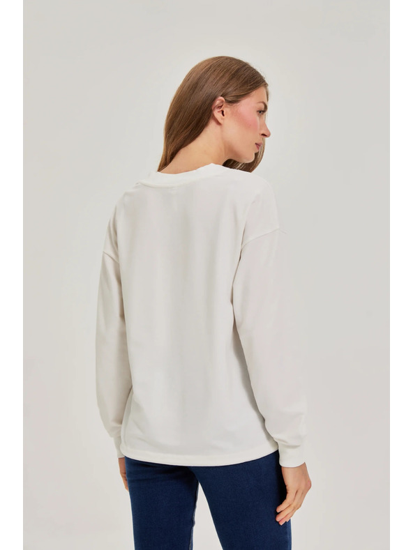 Moodo Пуловер с щампа бял Moodo