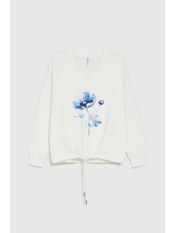 Moodo Пуловер с щампа бял Moodo