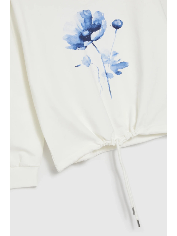 Moodo Пуловер с щампа бял Moodo