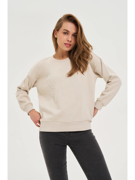 Moodo Блуза с апликация бежова Moodo