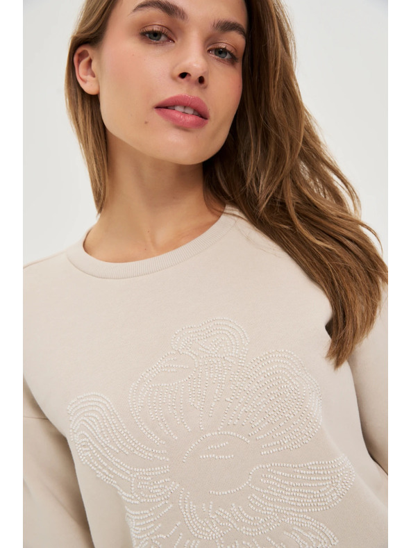 Moodo Блуза с апликация бежова Moodo