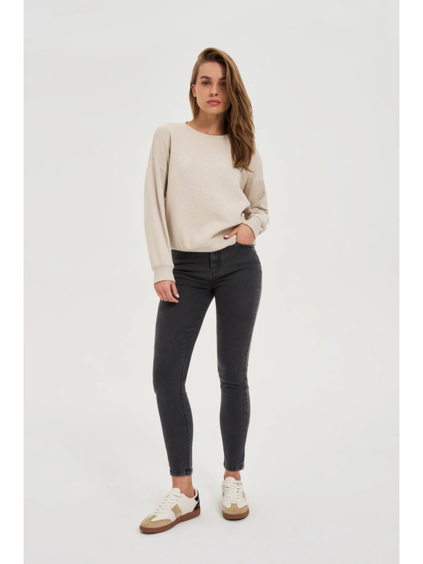 Moodo Блуза с апликация бежова Moodo