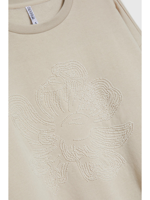 Moodo Блуза с апликация бежова Moodo