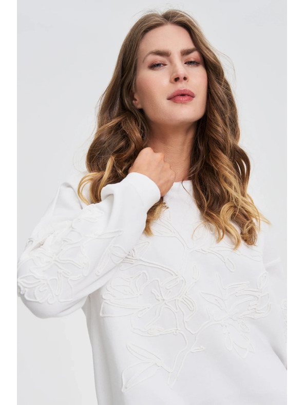 Moodo Блуза с апликация бяла Moodo
