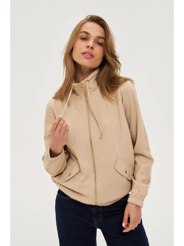 Moodo Суитшърт с цип бежова Moodo