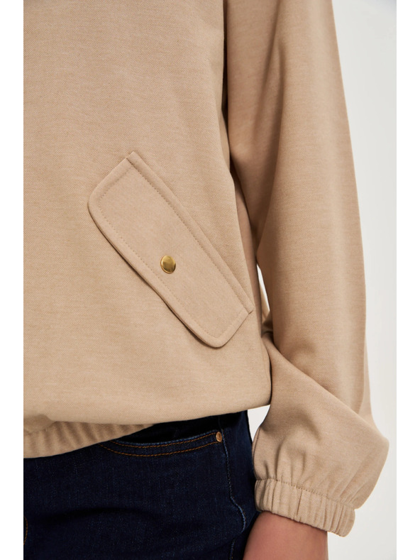 Moodo Суитшърт с цип бежова Moodo