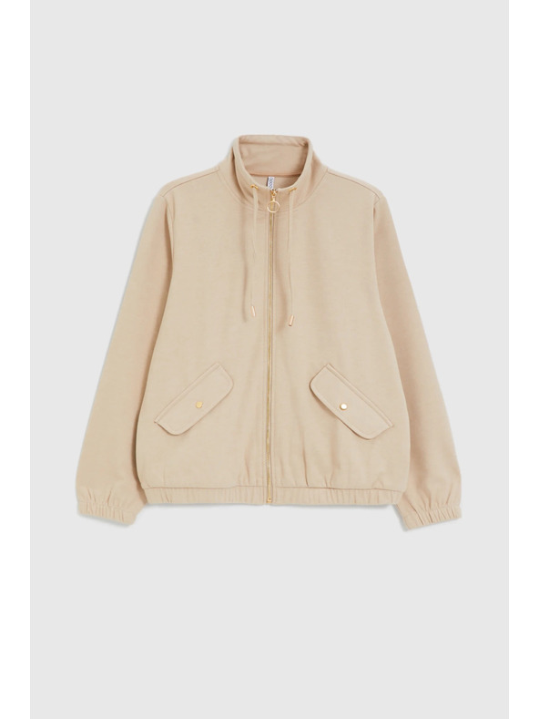 Moodo Суитшърт с цип бежова Moodo