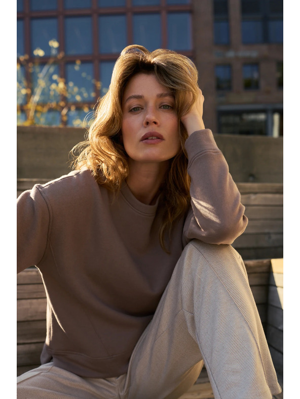 Moodo Оверсайз суитшърт бежова Moodo