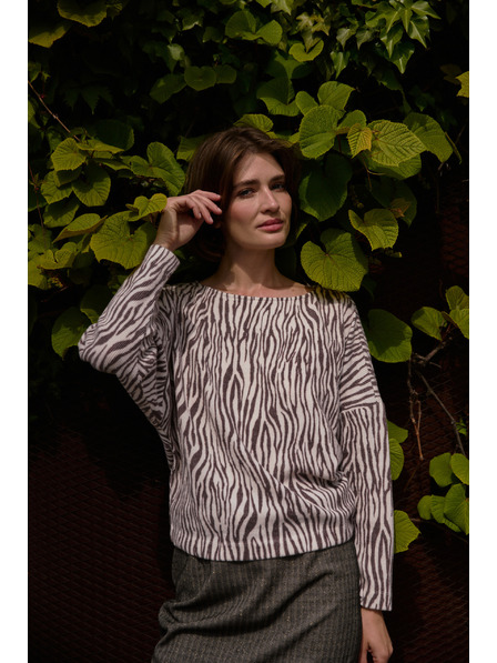 Moodo Blouse with Animal Print Beige Moodo