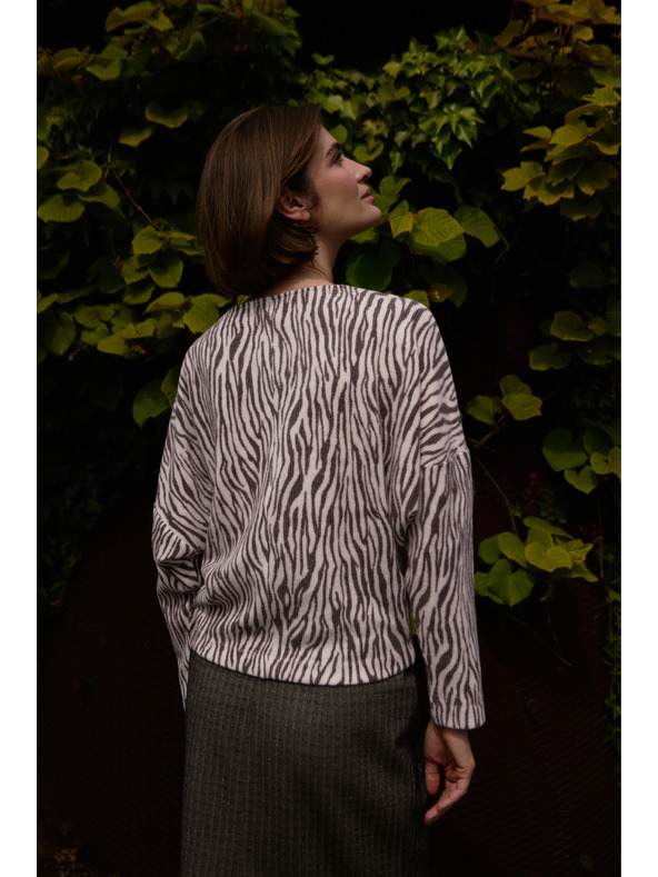 Moodo Блуза с животински десен бежова Moodo