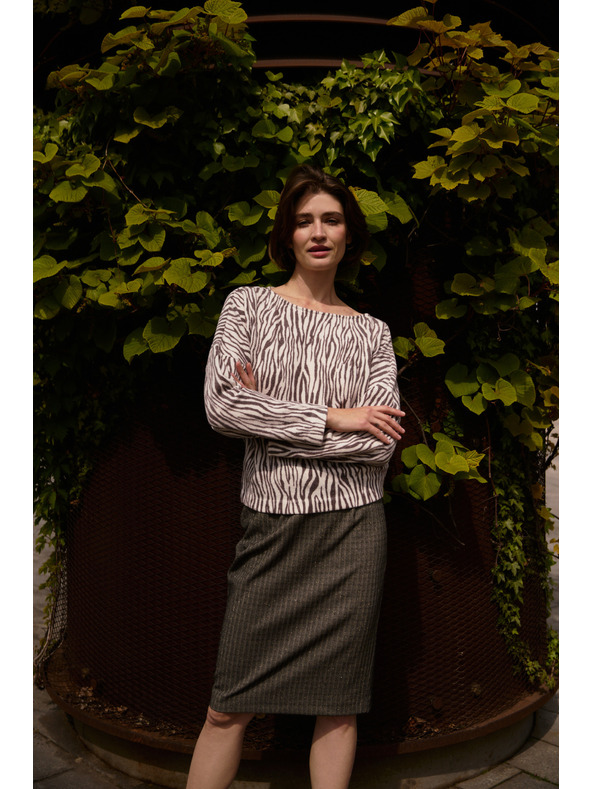 Moodo Блуза с животински десен бежова Moodo