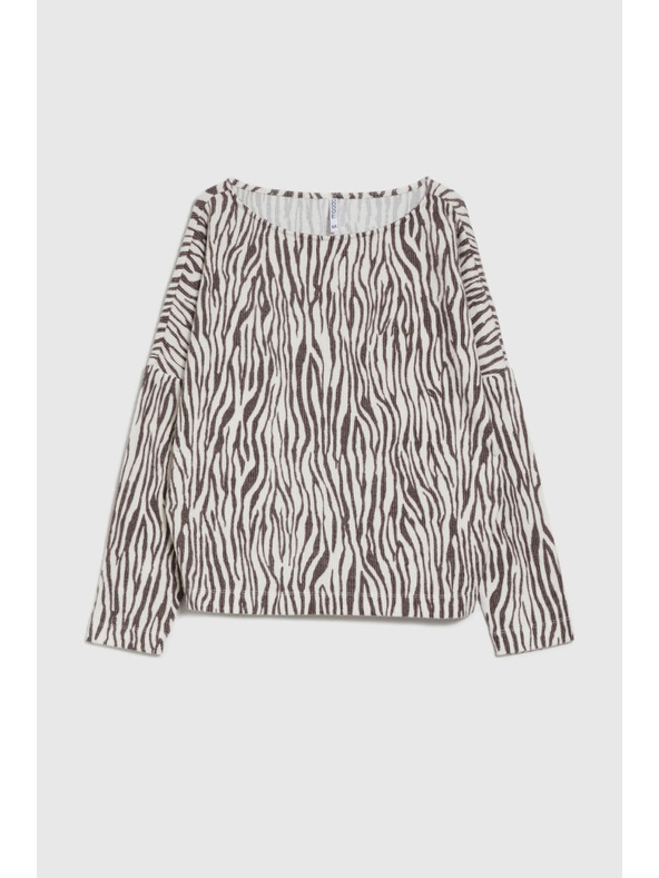 Moodo Блуза с животински десен бежова Moodo