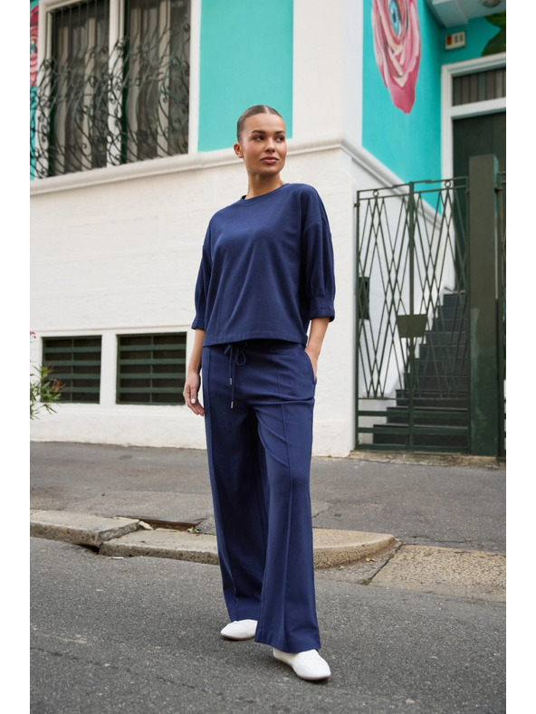 Moodo Суитшърт с къси ръкави тъмносин Moodo